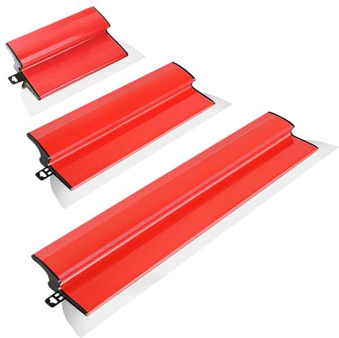 Ensemble Spatules Enduit Acier Inoxydable de 0,5 mm, 80 cm / 40 cm / 25 cm, Lisseuse Enduit Outil de Spatule Avec Manche Ergonomique en Z pour La Décoration Murale et la Construction, Robuste