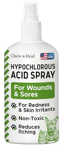 Chew + Heal Labs Hypochlorous Acid Spray for Dogs – 240ml (8oz) Dog Wound Spray for Cuts, Burns, Sores, Abrasions, and More – Non Toxic and Chemical Free HOCI Wound Care