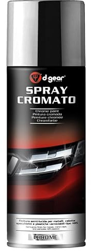 D-GEAR Peinture en aérosol Chrome 400 ml | Effet miroir semi-brillant | Résistant Extérieur/Intérieur | Pour Métal et Plastique ABS