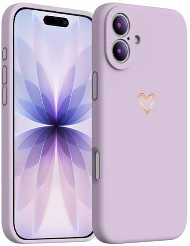 Beetop Kompatibel Mit iPhone 17 Hülle Schutzhülle Silikon TPU Stoßfest Handyhülle Case Cover Mit Goldes Herz Golden Love für iPhone 17 - Lila