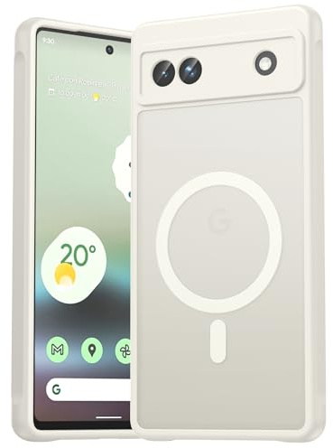 EASDNB für Google Pixel 6A Hülle für Magsafe, Magnetisch Handyhülle für Pixel 6A Case, Kameraschutz Stoßfeste Kratzfeste Durchscheinende Schutzhülle für Google 6A, Weiß