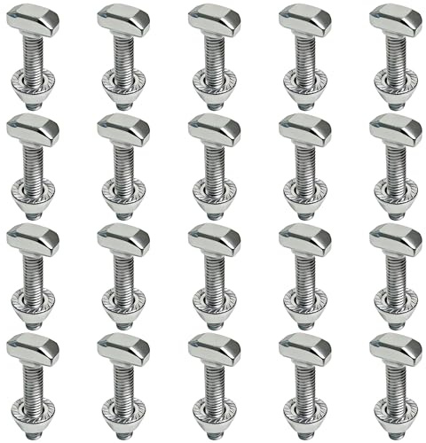 20 Stück Hammerkopfschrauben M6x30mm, Edelstahl A2-70 schrauben M6 Mit Sperrzahnmuttern & Flanschmuttern Für PV-Solar Montageschienen (20PCS M6-30mm)