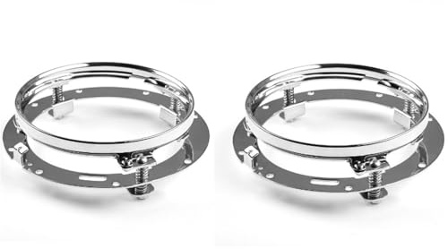 ISJRJF Motorrad Lichthalterung Passend für Lada 4x4 Urban Niva. Passend für Suzuki Samurai. 1 PC/2 PCS 7-Zoll-Scheinwerfer-Montagehalterungsring.(2PCS Chrome)