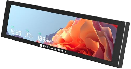 Thermalright-TR Trofeo Vision 9.16 LCD Black, 9,16-Zoll Vollfarb-LCD-Magnetanzeigebildschirm, 1920x480-Auflösung, Master-CPU/GPU-Temperatur (Schwarz)