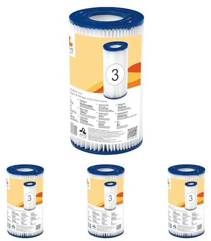 Jilong Pool Filter-Kartusche III Filterparone Ø 106x203 Innen Ø 52mm Kartuschenfilter für Poolpumpe Filteranlage Schwimmbecken Schwimmbad Pool Spa Whirpool (Packung mit 4)
