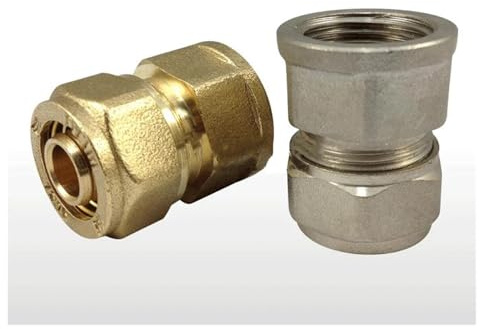 PKNVKZIDK 216 1418 1620 2025 2632 PEX-AL-PEX 1/2 3/4 1 BSPP Female Female Brass Straight Pipe Fitting (Nickel Plated Brass,2025-DN20)