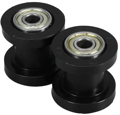 SHINEOFI Galet Tendeur de Chaîne Moto 8 MM Noir 2 Pièces Rouleau de Guidage Solide Compatible Multi-Modèles Accessoire Réglable pour Performance et Longévité de Chaîne