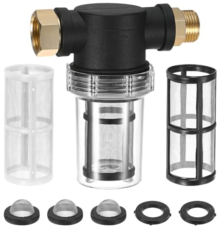 M METERXITY 1-Pack Garden Hose Filter 40 Mesh and 100 Mesh Screen | Sediment Filter Attachment, for Pressure Washer Hose/Water Broom/Undercarriage Cleaner/Pressure Washer Pump, 3 Colors