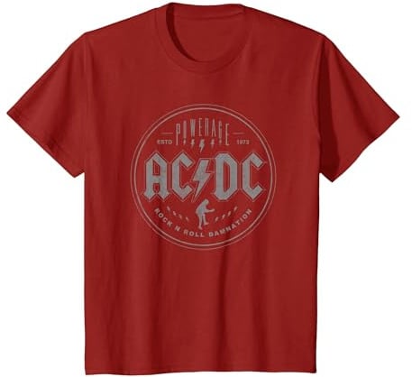 Offizielles AC/DC Rock N Roll Damnation Band Heavy Metal T-Shirt, Kinder, Cranberry, 92