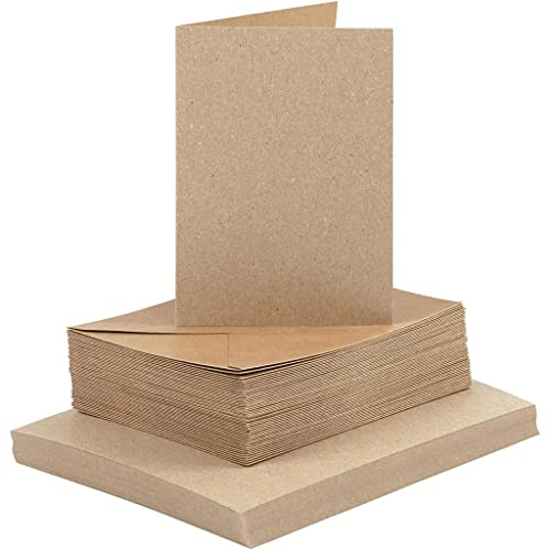 Cards and envelopes, card size 10.5 x 15 cm, envelope size 11.5 x 16.5 cm, natural, 50 sets