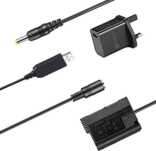 Mobile Power USB Cable + QC3.0 USB Adapter + EP-5B EN-EL15 Dummy Battery for Nikon Z6 Z7 V1 D850 D810 D810A D800E D750 D610 D600 D500