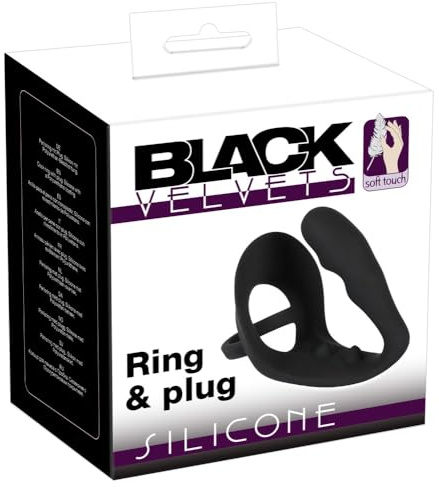 Black Velvets Ring & Plug - Analplug mit Cockring für Männer und Paare, Butt Plug mit Penisring zur intensiven Stimulation, Toy für Anfänger und Profis, schwarz