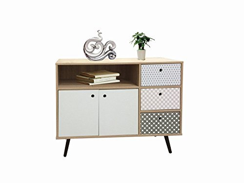 SIT-Möbel Mailbox 11775-95, Lowboard mit 2 offenen Fächern & 2 Türen, aus MDF, Skandinavisch, 180 x 40 x 55 cm