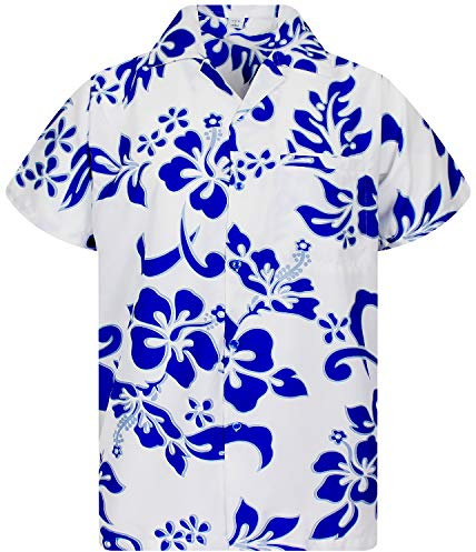 V.H.O. Chemise-Hawaienne Homme Manche-Courte Perroquet Hibiscus Floral Élégant Aloha Unisexe