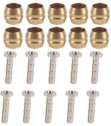Alomejor 10 Sätze Olive Insert Scheibenbremsschlauch, Geeignet für M615, M675, T750, M785, M985, M7000, M8000, M9000 (BH90), Kupfer + Edelstahl, Gold