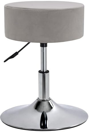 Duhome Drehhocker Höhenverstellbar Barhocker Rund Schminktisch Hocker Drehbar Sitzhocker aus Samt für Büro Schlafzimmer Wohzimmer, Grau