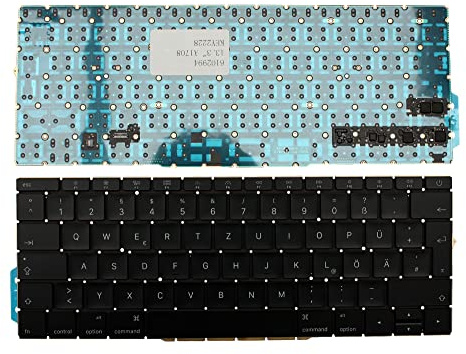 Keyboards4Laptops Deutsch Hintergrundbeleuchtung-Version (ohne Hintergrundbeleuchtung Board) schwarz kompatible Ersatz Tastatur kompatibel mit Apple MacBook Pro 13 Inch Mid 2017