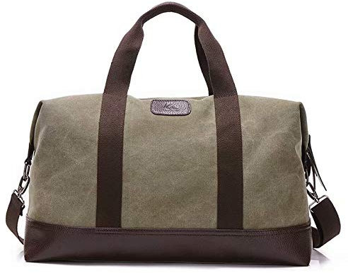 MILASIA Vintage Canvas Reisetasche Sporttasche Weekender Tasche für Damen und Herren mit der Großen Kapazität (Army Green)