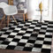 LHNLY-Teppiche Teppich Kuhfell Patchwork, Kunstleder Schwarz Und Weiß Mosaik Rechteckigen Teppich Nordic Licht Mode Wunderschönen Moderne Wohnzimmer Bürobereich Club Dekoration (160 cm x 240 cm)