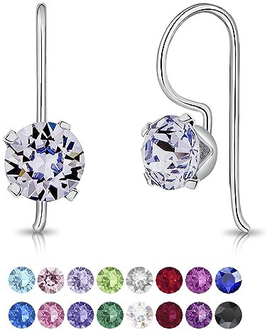 Orecchini a Monachella - Orecchini Donna Pendenti Particolari Argento 925 con Cristallo Lavanda 6 mm - Orecchini Lunghi Argento 925 - Orecchini Colorati - Orecchini Goccia Argento 925