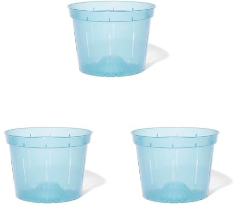 rePotme Orchid Pot - 8 inch Slotted Orchid Pots with Holes - 3 Pack (Blue Sapphire)