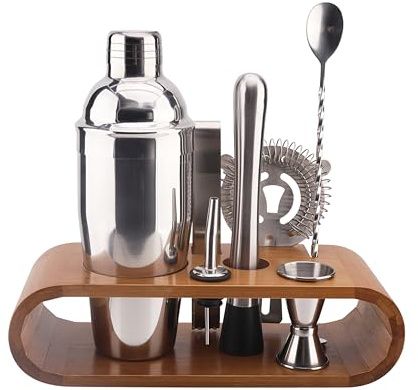 COOK CONCEPT KV7303 Complete Cocktail Set with Bamboo Stand