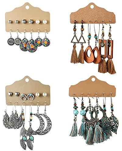 Flongo 18 Paar Damen Böhmische Ohrringe Set Hängend Boho Style Ohrstecker Ohrhänger Set Dangle Drop für Frauen Mädchen Sommer Strand Surfing