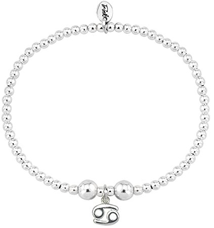 TRINK Brand Cancer Zodiac Astrological Star Sign Sterling Silver Birthday Beaded Charm Bracelet