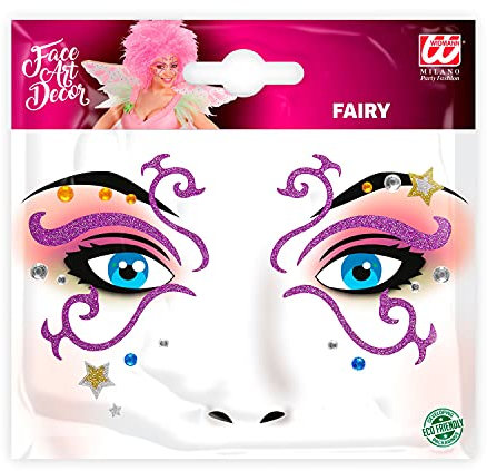 Widmann - Gesicht-Sticker Glitter, Aufkleber für Gesicht und Körper, Glitzer-Sticker, Gesichts Tattoo, Aufkleber, Make-Up, Schminke, Karneval, Halloween, Mottoparty