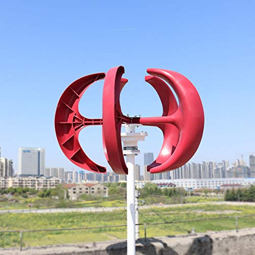 Vertikale Windturbine 400W Windkraftanlage 12V 24V Achsen-Windgenerator mit Controller für Hausgebrauch, Windmühlen ohne Strom (24V – rot)