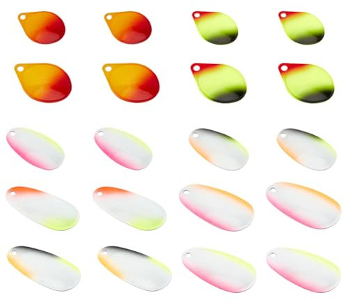 SUPERFINDINGS 12Pcs 12 Stile Coloful Eisen Angeln Köder Oval Angeln Attraktor Spinner Klingen Künstliche Angeln Köder Zubehör für Süßwasser Salzwasser Angeln