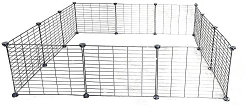 TMZ Pet Playpen,Puppy Pen with Door,Encrypted Wire Mesh Cages12 Panels DIY Metal Pet Fence for Puppy,Rabbit,Kitten,Hamster,Turtle.Black