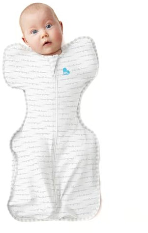 Love To Dream Baby Pucksack, Klein (3,5-6kg), Idealer Stoff für Moderate Temperaturen (20-24°C), Arme hoch Position, hüftgesund, Doppelter Reißverschluss für einfache Windelwechsel, Weiß