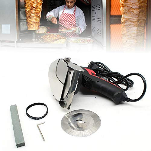 kangten Kebabschneider, 80W Elektrische Dönerschneider 3000RPM Edelstahl Dönermesser Einstellbare Schnittstärke 1-8mm Gyrosmesser Kebabmesser für Grill Rind Huhn