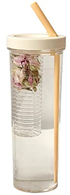 700ml Wasserflasche Sport Trinkflasche mit Strohhalm Trinkflasche mit Früchtebehälter Teeflasche mit Sieb Leicht Nachhaltig Hochwertig und beständig für Fitness, Heim, Büro, Draussen-Aktivitäten