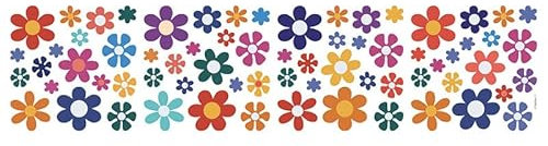 200 Stück Auto-Blumen-Aufkleber, 60er-Jahre, Hippie-Thema, Party-Aufkleber, mehrfarbige Gänseblümchen-Aufkleber, Vinyl, Retro-Blumen, Aufkleber, bunte Hippie-Aufkleber, Blumen-Fensteraufkleber für