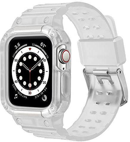 Tasikar Cinturini Sportiva Compatibile con Cinturino Apple Watch 41mm 40mm 38mmcon Cover Paraurti, Banda Robusto con Custodia di Protezione Rialzata per iWatch Series 8 7 6 5 4 3 2 1 SE (Chiaro)