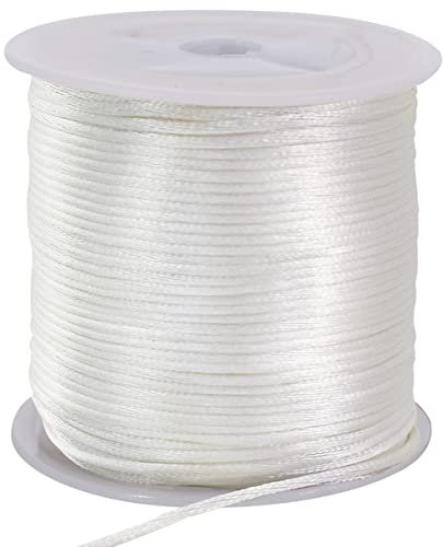 TONIFUL 1,5mm x 45,7m weiße Nylonschnur, Satinschnur für Armbänder, Schmuckherstellung, Rattail, Makramee, gewachste Bordüre, Halskette, Perlenfaden, Kumihimo, chinesischer Knoten