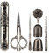 CUEI Stickscheren-Kit, Vintage-Nähscheren-Set aus Edelstahl im europäischen Stil, Antikes Vintage-Nähset mit Nähnadeletui & Fingerhut zum Basteln, Nähen, Handarbeiten, Basteln(Silber)
