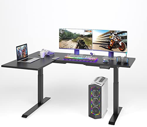 FLEXISPOT E1LB Gaming Tisch (160 x 100 cm) | Großer Ergonomischer Schreibtisch für Büro und Zuhause | höhenverstellbar mit 2 Motoren und 2-Fach Beine (Schwarz)