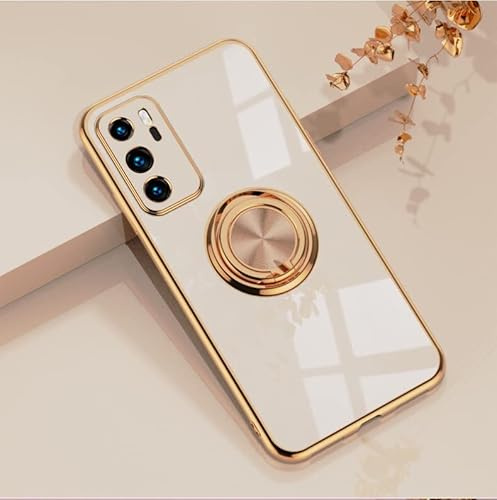 Jacyren Huawei P30 Hülle Silikon Handyhülle Huawei P30 mit Ring Halter Ständer Kratzfeste Ultra Dünn Silikonhülle Glitzer TPU mit Ring Case Cover Hülle für Huawei P30, Rosa