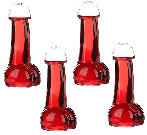 Lot de 1/4 Verres à vin créatifs et drôles - Transparents - pour la Saint-Valentin, Un Anniversaire, Un Bar ou Une soirée (4pcs, 18x8cm)