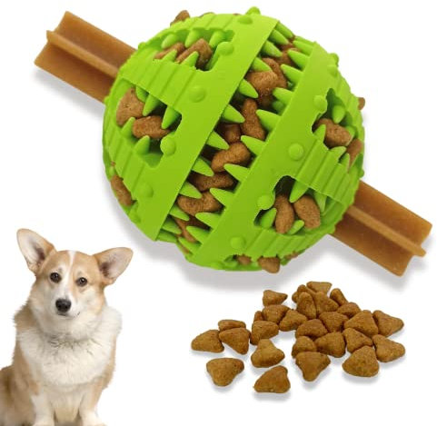 PawsOnly | Hundespielzeug | Leckerli Ball für Hunde | Intelligenzspielzeug | Snackball Hund | Hundebeschäftigung | Futterball Naturkautschuk | Welpenspielzeug | Zahnputzball (Klein 6 cm, Grün)