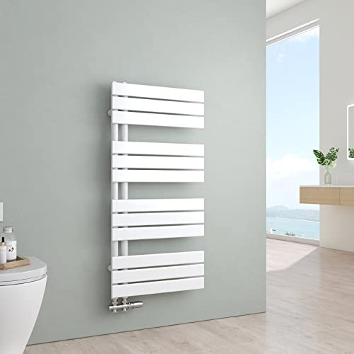 S'AFIELINA Badheizkörper Paneel Heizkörper Bad 1041x500mm Handtuchheizkörper Seitenanschlusss 529 Watt Handtuchtrockner mit Anschluss Links oder Rechts (Weiß)