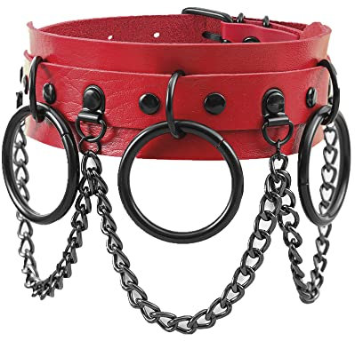 MILAKOO Choker Halskette für Damen Leder Choker Halskette rot PU-Leder