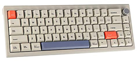 SUEHIODHY V65 V2 Wireless Hot Swap Mechanical Keyboard, 65% Gasket Mount Gaming Keyboard,with Aluminum CNC Case VIA Programmable South-Facing RGB Volume Knob for Win/Mac/Linux(Grey)