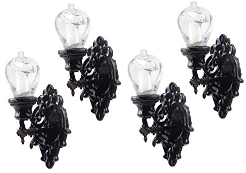 Yardwe 4 Stücke Miniatur Wandleuchte Wandlampe 1:87 Hängelampe Mini LED Beleuchtung Lampe Modellbau Feengarten Ostern Deko Landschaft Dekoration