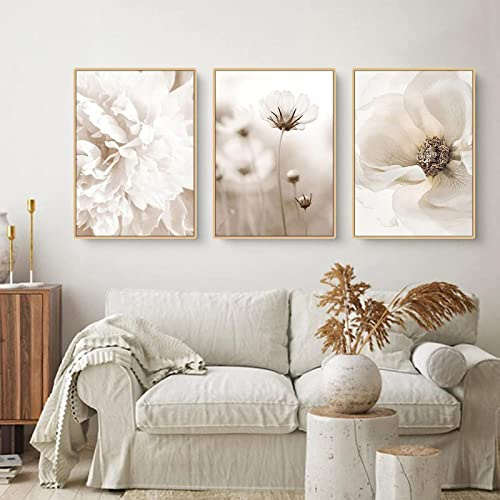 HTWLMM Fleurs d’Herbe de Pampa Beige Affiche Impression sur Toile Peintures Murale Art Chambre Salon Décor À La Maison sans Cadre (3X50X70CM)