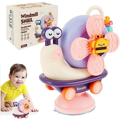 Bambebe Jouet Spinner Bebe Ventouse 6-12 Mois, Jeux Montessori Sensoriel Bebe 1 an, Jouets d'éveil Hochet Bebe, Jeu Bain Bébé 7 8 9 10 11 Mois Enfants Cadeau Bebe Fille et Garçon pour Anniversaire