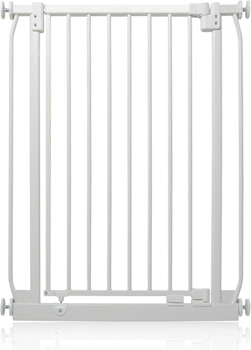 Safetots Barrière de Sécurité Extra Haute Elite, Barrière d'Escalier à Fixation par Pression, Barrière de Sécurité pour Bébé, 65,5cm - 74,5cm, Hauteur Extra Haute de 96.8cm, Couleur Blanc Mat